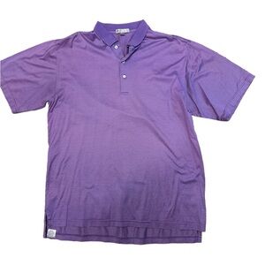 Peter Millar Purple/White Striped Shirt sleeved Polo Cotton Large